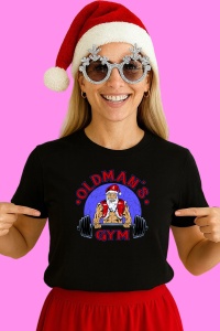 Tricou Oldmans Gym Santa, din bumbac 100% Copii | Dama | Barbat - Img 2