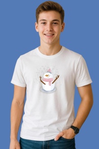 Tricou Om De Zapada Cu Caciula Rosie, din bumbac 100%, tricou alb, Copii | Dama | Barbat - Img 3