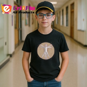 Tricou Omul Vitruvian Stil Geometric, Copii | Dama | Barbat, culoare negru - Img 10