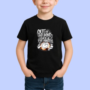 Tricou Out Of My Mind Back In 5 Minutes, Copii | Dama | Barbat, culoare negru - Img 2