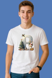 Tricou P Litere Craciun Cu Ren, Brad, Luminite Si Cadouri, din bumbac 100% Copii | Dama | Barbat - Img 2