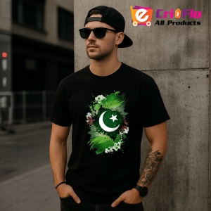 Tricou Pakistan Steag Splash Art, Copii | Dama | Barbat, culoare negru