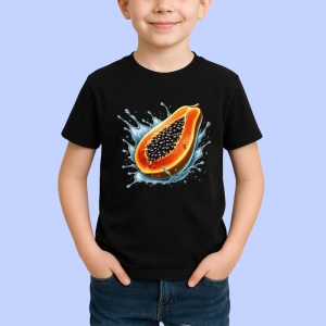 Tricou Papaya in val acvatic, Fructe, Copii | Dama, culoare negru