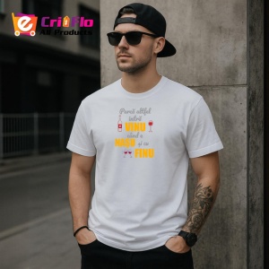 Tricou Parca Altfel Intra Vinul Cand E Nasu Si Cu Finu V3, din bumbac 100% , tricou alb pentru Barbat - Img 3