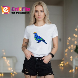 Tricou Pasare Albastra Geometrica, Copii | Dama | Barbat