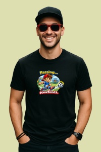 Tricou Passing Sometimes Copil Fotbalist Minge V1, din bumbac 100%, tricou negru Copii | Dama | Barbat - Img 2