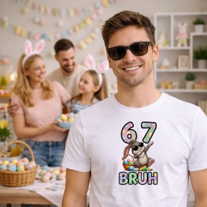 Tricou Paste 67 Bunny Bruh Cos Oua Colorate Dragut, din bumbac 100%, tricou alb, Copii | Dama | Barbat - Img 5