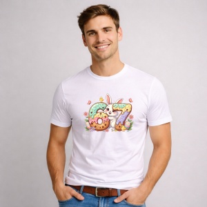 Tricou Paste 67 Donut Easter Oua Colorate Funny Cute, din bumbac 100%, tricou alb, Copii | Dama | Barbat - Img 2