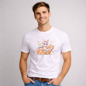 Tricou Paste 67 Easter Cute Rabbit Pastel Aesthetic, din bumbac 100%, tricou alb, Copii | Dama | Barbat - Img 2