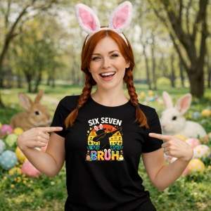 Tricou Paste 67 Easter Doodle Oua Colorate Pastel, din bumbac 100%, tricou negru, Copii | Dama | Barbat - Img 9