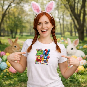 Tricou Paste Avengers Paste Happy Easter Oua Colorate, din bumbac 100%, tricou alb, Copii | Dama | Barbat - Img 9