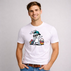 Tricou Paste Bugs Bunny Paste Cos Oua Colorate Clasic 2, din bumbac 100%, tricou alb, Copii | Dama | Barbat - Img 3