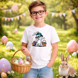 Tricou Paste Bugs Bunny Paste Cos Oua Colorate Clasic 2, din bumbac 100%, tricou alb, Copii | Dama | Barbat - Img 5