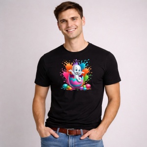Tricou Paste Casper Paste Ou Colorat Splash Culoare, din bumbac 100%, tricou negru, Copii | Dama | Barbat - Img 2
