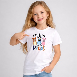 Tricou Paste Chillin With My Peeps Iepurasi Desen, din bumbac 100%, tricou alb, Copii | Dama | Barbat - Img 2