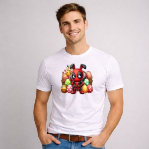 Tricou Paste Deadpool Paste Oua Colorate Iepuras, din bumbac 100%, tricou alb, Copii | Dama | Barbat
