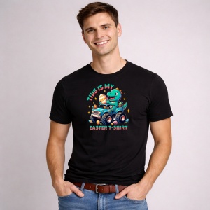 Tricou Paste Dino Easter This Is My Shirt Masina Oua, din bumbac 100%, tricou negru, Copii | Dama | Barbat