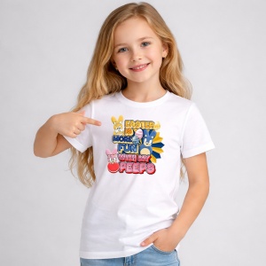 Tricou Paste Easter Is More Fun With My Peeps Iepurasi Roz, din bumbac 100%, tricou alb, Copii | Dama | Barbat - Img 2