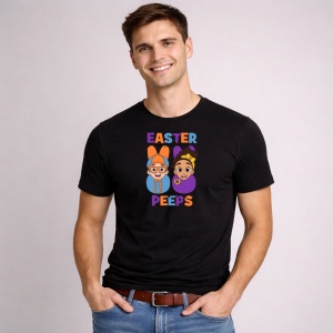 Tricou Paste Easter Peeps Colorati Ilustratie, din bumbac 100%, tricou negru, Copii | Dama | Barbat - Img 2