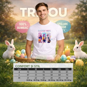 Tricou Paste Easter Vibes Kpop Grup Fashion Pastel, din bumbac 100%, tricou alb, Copii | Dama | Barbat - Img 4