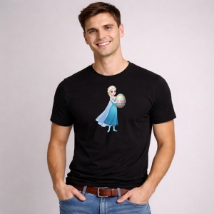 Tricou Paste Elsa Frozen Paste Ou Colorat Elegant, din bumbac 100%, tricou negru, Copii | Dama | Barbat - Img 3