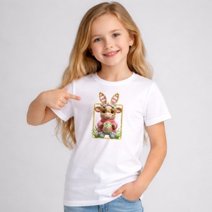 Tricou Paste Iepuras Cu Cos Oua Pastel Premium Cute, din bumbac 100%, tricou alb, Copii | Dama | Barbat