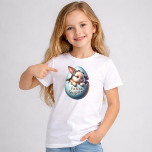 Tricou Paste Iepuras Paste Ou Easter Surprise Dragut, din bumbac 100%, tricou alb, Copii | Dama | Barbat - Img 1