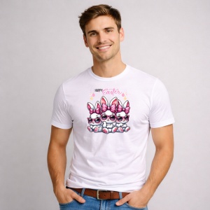 Tricou Paste Iepurasi Paste Ochelari Oua Colorate Cool, din bumbac 100%, tricou alb, Copii | Dama | Barbat - Img 3
