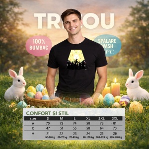 Tricou Paste Iepurasi Silueta Easter Show Dans Kpop, din bumbac 100%, tricou negru, Copii | Dama | Barbat - Img 6