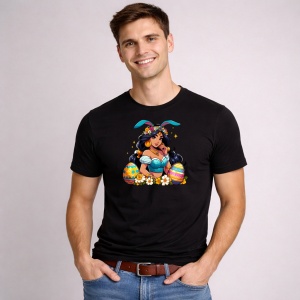 Tricou Paste Jasmine Aladdin Paste Oua Colorate Decorative, din bumbac 100%, tricou negru, Copii | Dama | Barbat - Img 3