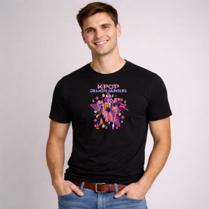 Tricou Paste Kpop Demon Hunters Grup Star Aesthetic Colorat, din bumbac 100%, tricou negru, Copii | Dama | Barbat - Img 3