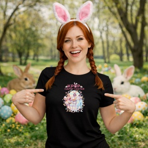 Tricou Paste Kpop Happy Easter Girls Grup Pastel Cute, din bumbac 100%, tricou negru, Copii | Dama | Barbat - Img 9