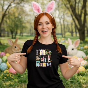 Tricou Paste Kpop Stickers Easter Set Pastel Cute, din bumbac 100%, tricou negru, Copii | Dama | Barbat - Img 9