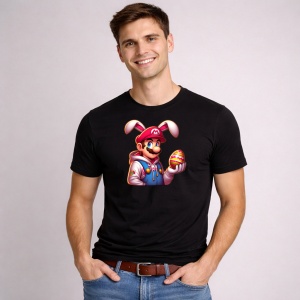 Tricou Paste Mario Iepuras Paste Ou Pastel, din bumbac 100%, tricou negru, Copii | Dama | Barbat
