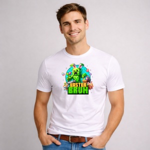 Tricou Paste Minecraft Happy Easter Bruh Pixel Gamer Oua, din bumbac 100%, tricou alb, Copii | Dama | Barbat - Img 2