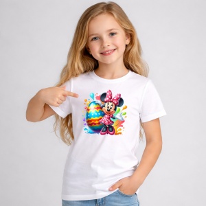 Tricou Paste Minnie Mouse Paste Ou Mare Colorat, din bumbac 100%, tricou alb, Copii | Dama | Barbat