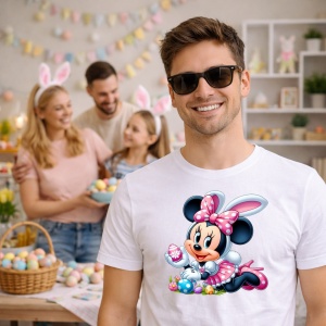 Tricou Paste Minnie Mouse Paste Oua Colorate Cos 2, din bumbac 100%, tricou alb, Copii | Dama | Barbat - Img 7