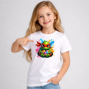 Tricou Paste Ninja Turtles Paste Oua Colorate Cos, din bumbac 100%, tricou alb, Copii | Dama | Barbat