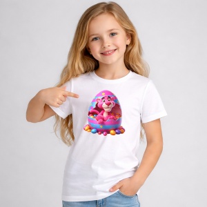 Tricou Paste Pantera Roz Paste Ou Colorat Decorativ, din bumbac 100%, tricou alb, Copii | Dama | Barbat