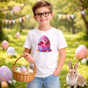 Tricou Paste Pantera Roz Paste Ou Colorat Decorativ, din bumbac 100%, tricou alb, Copii | Dama | Barbat - Img 5