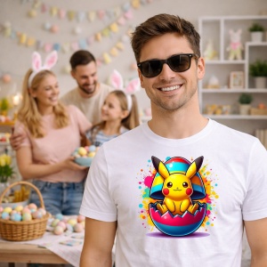 Tricou Paste Pikachu Paste Ou Spart Colorat Electric, din bumbac 100%, tricou alb, Copii | Dama | Barbat - Img 7