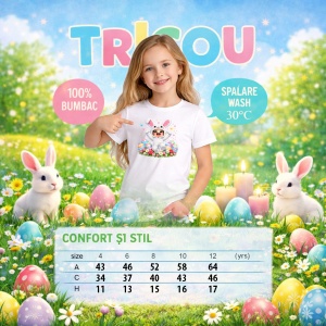 Tricou Paste Roblox Copil Costum Iepuras Happy Easter Oua Flori, din bumbac 100%, tricou alb, Copii | Dama | Barbat - Img 4