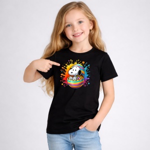 Tricou Paste Snoopy Paste Ou Colorat Stil Graffiti, din bumbac 100%, tricou negru, Copii | Dama | Barbat