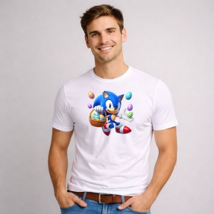 Tricou Paste Sonic Paste Cos Oua Colorate Alergare, din bumbac 100%, tricou alb, Copii | Dama | Barbat - Img 2