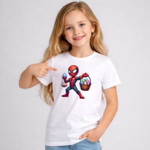 Tricou Paste Spiderman Paste Cos Oua Colorate Actiune, din bumbac 100%, tricou alb, Copii | Dama | Barbat