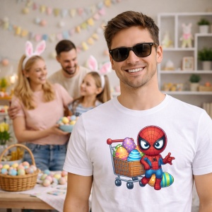 Tricou Paste Spiderman Paste Cos Oua Colorate, din bumbac 100%, tricou alb, Copii | Dama | Barbat - Img 7