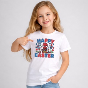 Tricou Paste Spiderman Paste Cos Oua Colorate Iarba, din bumbac 100%, tricou alb, Copii | Dama | Barbat