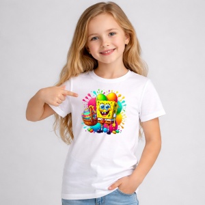 Tricou Paste Spongebob Paste Cos Oua Colorate Vesel, din bumbac 100%, tricou alb, Copii | Dama | Barbat - Img 1