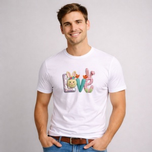 Tricou Paste Text Love Iepuras Pastel Cute, din bumbac 100%, tricou alb, Copii | Dama | Barbat - Img 3