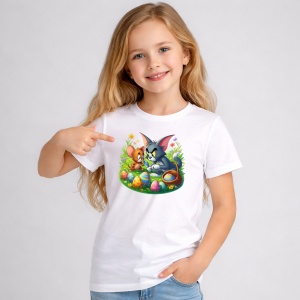 Tricou Paste Tom And Jerry Paste Oua Colorate Cos, din bumbac 100%, tricou alb, Copii | Dama | Barbat - Img 2